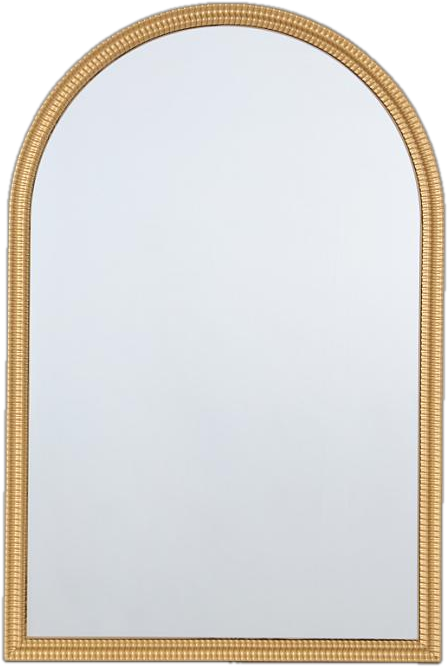 Espelho de arte em arco com moldura dourada